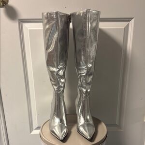 Never Worn Silver Knee-High Women's Boots